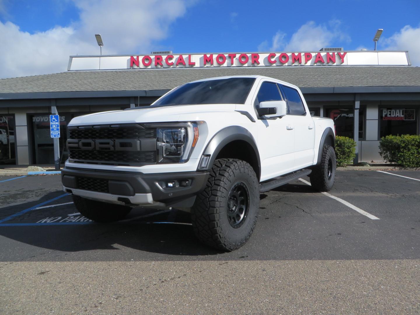 2023 White /BLACK Ford F-150 Raptor SuperCrew 4WD (1FTFW1RG6PF) with an 3.5 V6 engine, 6A transmission, located at 2630 Grass Valley Highway, Auburn, CA, 95603, (530) 508-5100, 38.937893, -121.095482 - Raptor sitting on Eibach front and rear springs, 37" Nitto Ridge Grappler tires, 17" Method NV wheels, and window tint. - Photo#0